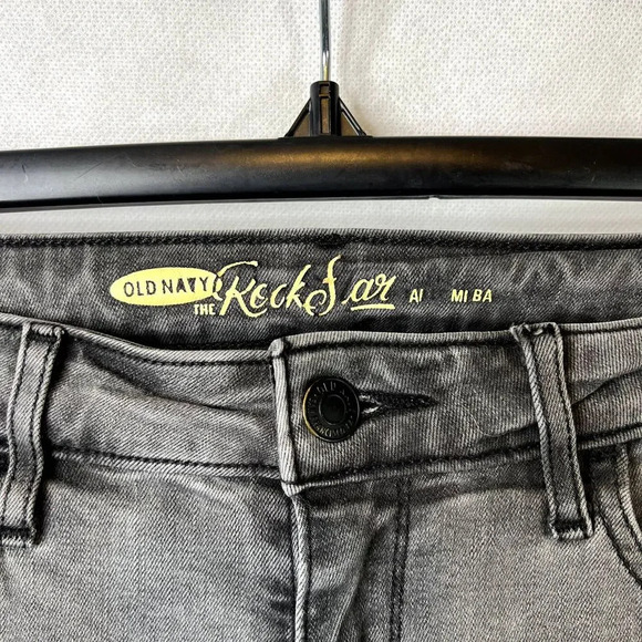 Old Navy Rockstar Moto Skinny Jean Faded Black Size 6R - Picture 9 of 12